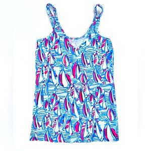 Lilly Pulitzer Tabbie Tank Top Red Right Return Women’s Sailboat Tank Size S